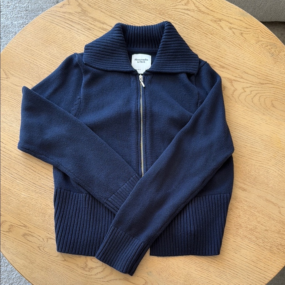 Abercrombie navy Blue Zip-Up Sweater